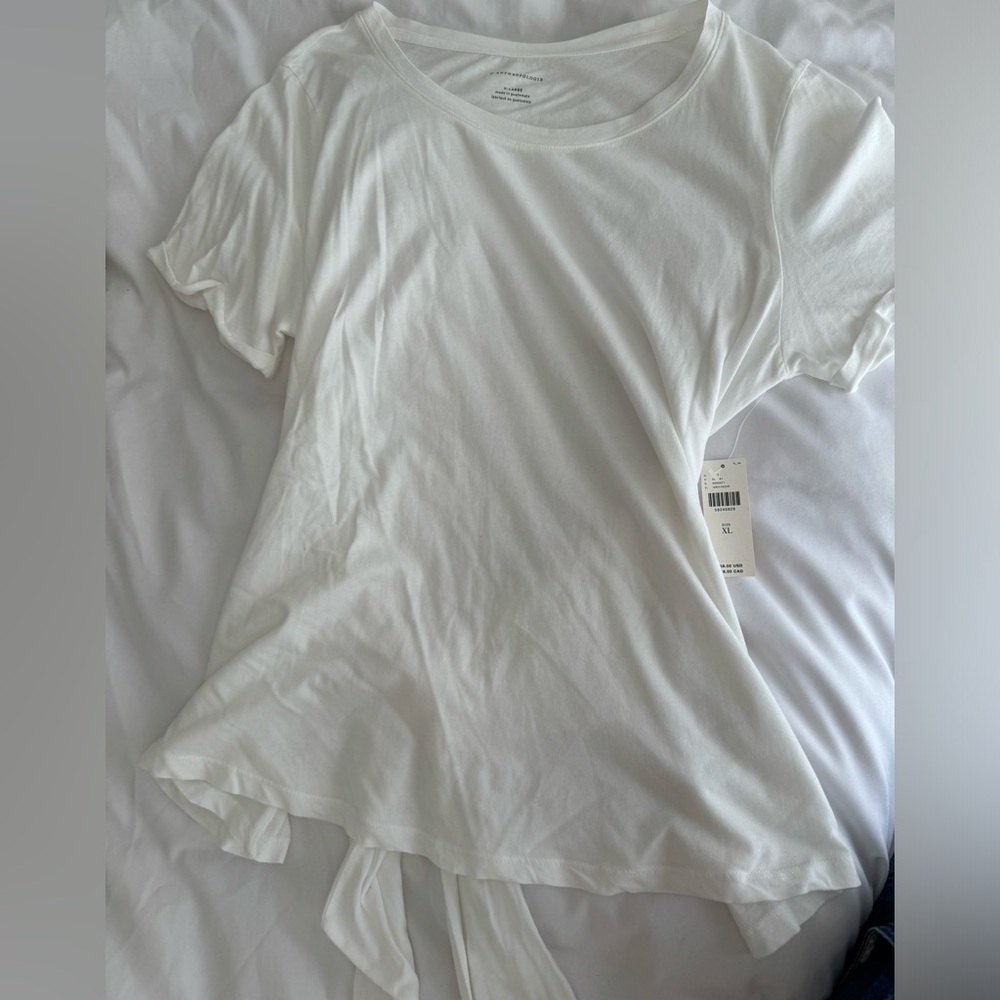 Anthropologie Tie Back White Tee